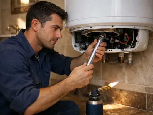 Illustration: a technician inspecting a Ocean appliance