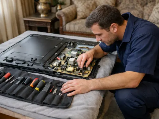 Illustration: a technician inspecting a Sinix appliance