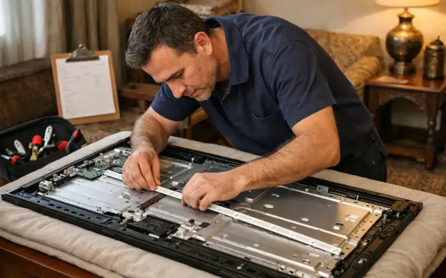 Illustration: a technician inspecting a Sinix tvs