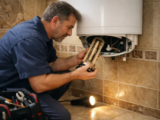 Illustration: a technician inspecting a Universal appliance